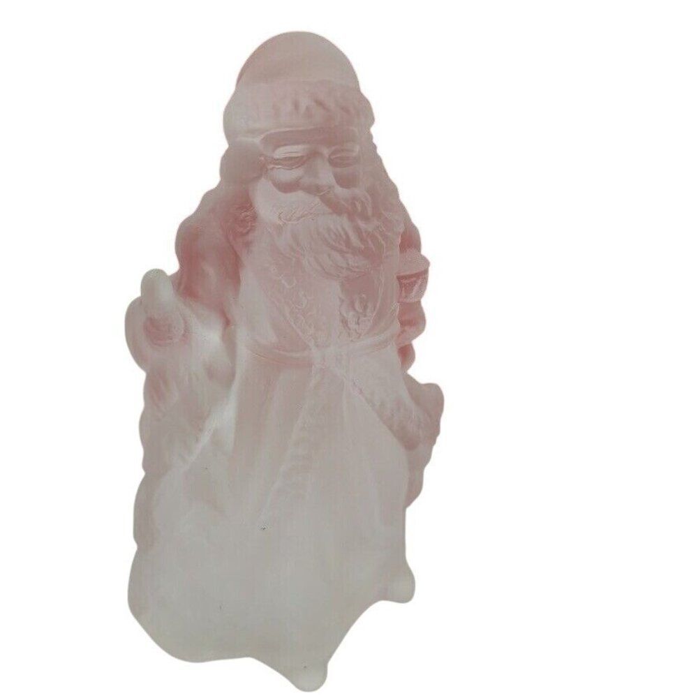 Vintage Santa Claus Frosted Glass Crystal Candle Holder Tea Light
